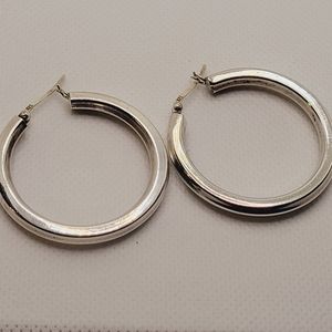 Sterling silver large solid hoops